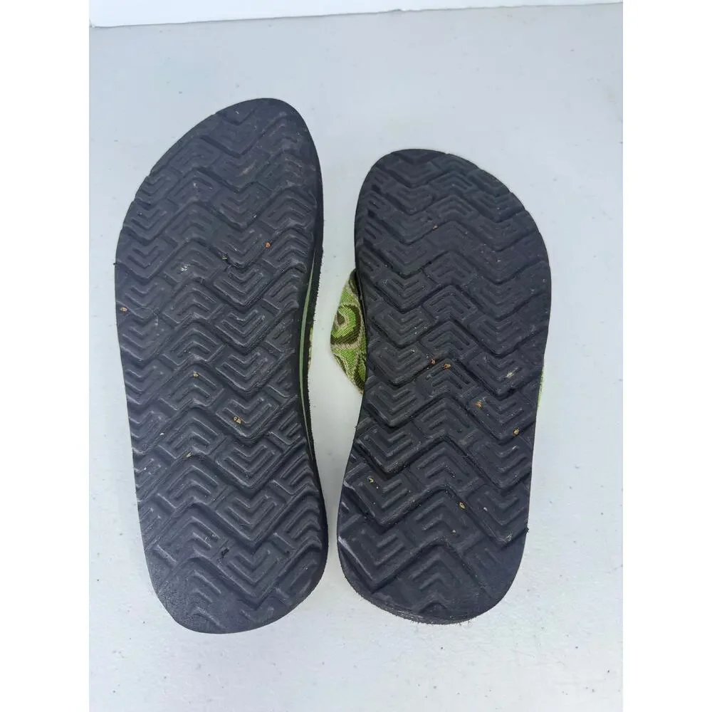 Teva Mush Classic Flip Flop Sandals Green Geometric Webbing Straps W Size 8